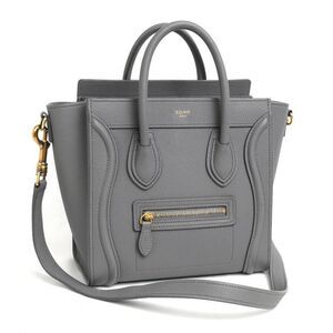 Celine Luggage Lambskin Handbag Shoulder Bag Coal Black